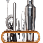 Professional 10-Piece Cocktail Shaker Set with Bamboo Stand