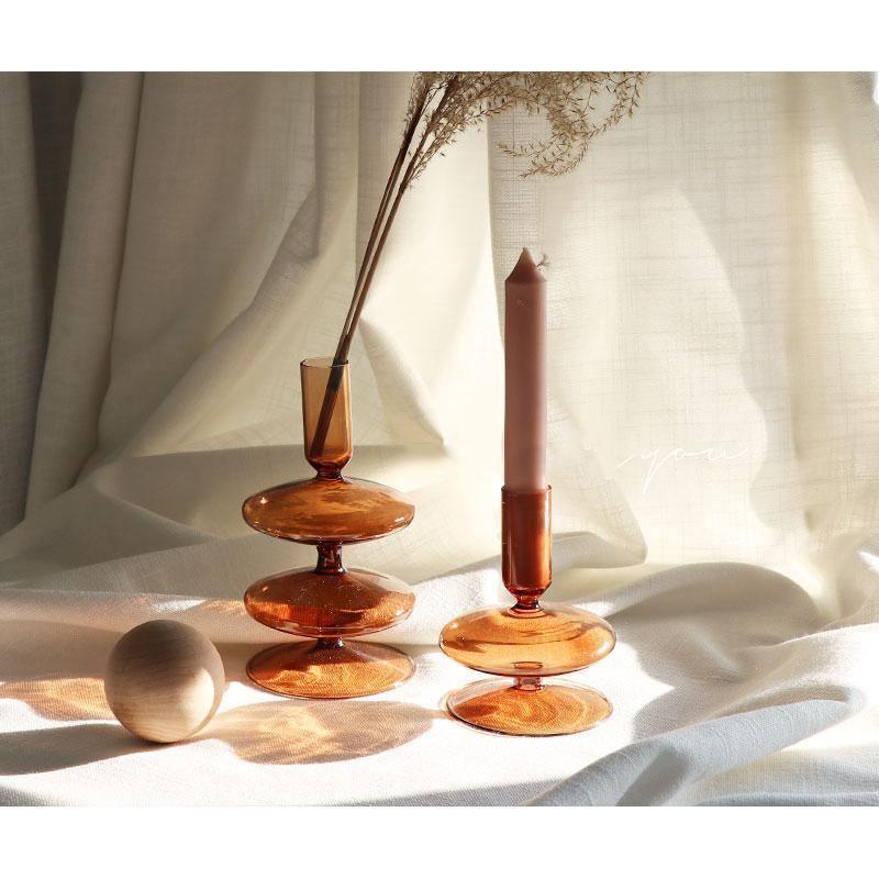 Modern Glass Taper Candle Holders Set