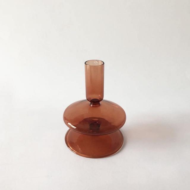 Modern Glass Taper Candle Holders Set