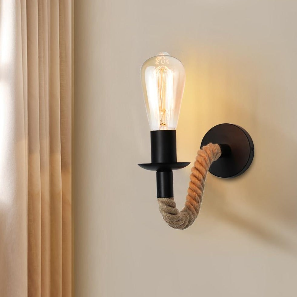 Vintage Rope Wall Sconce Lamp Rustic Industrial Wall Mounted Light