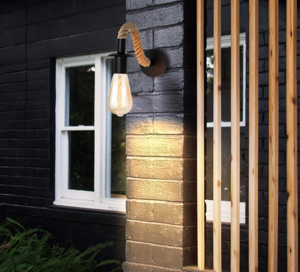 Vintage Rope Wall Sconce Lamp Rustic Industrial Wall Mounted Light