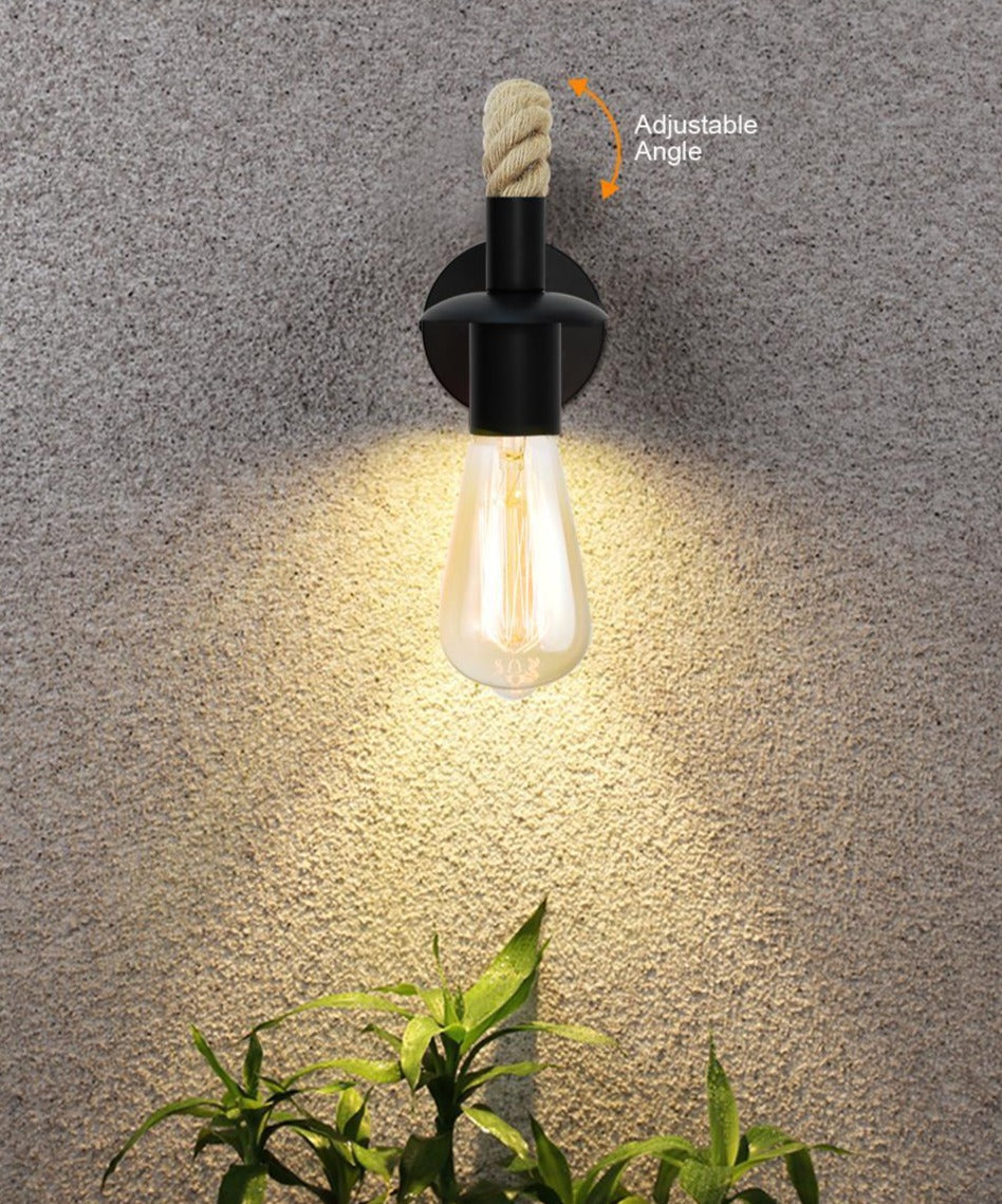 Vintage Rope Wall Sconce Lamp Rustic Industrial Wall Mounted Light