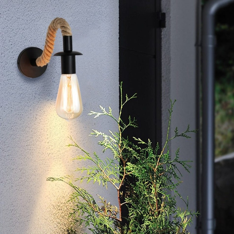 Vintage Rope Wall Sconce Lamp Rustic Industrial Wall Mounted Light