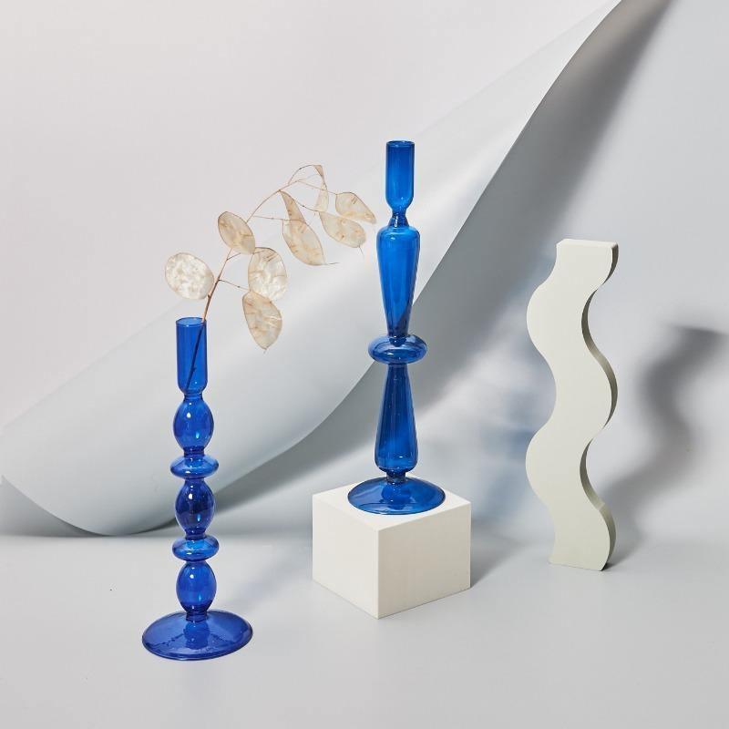 Glass Tapered Candle Holders Set