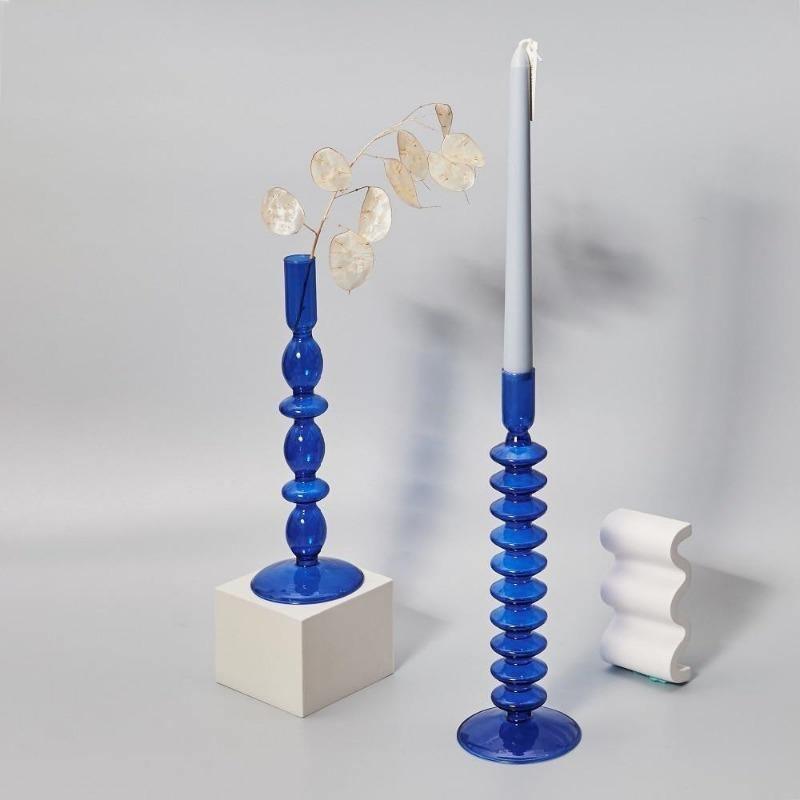 Glass Tapered Candle Holders Set