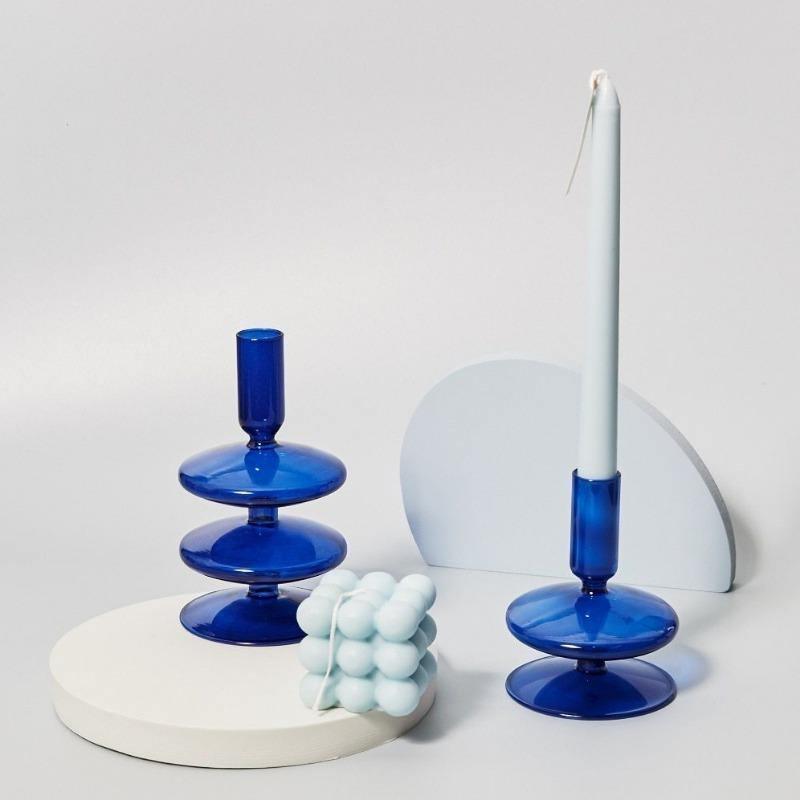 Glass Tapered Candle Holders Set