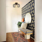 Modern Industrial Flush Mount Ceiling Light with Metal Cage Shade