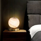 Modern Marble Effect Glass Table Lamp with Gold Metal Base
