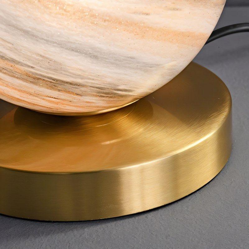 Modern Marble Effect Glass Table Lamp with Gold Metal Base
