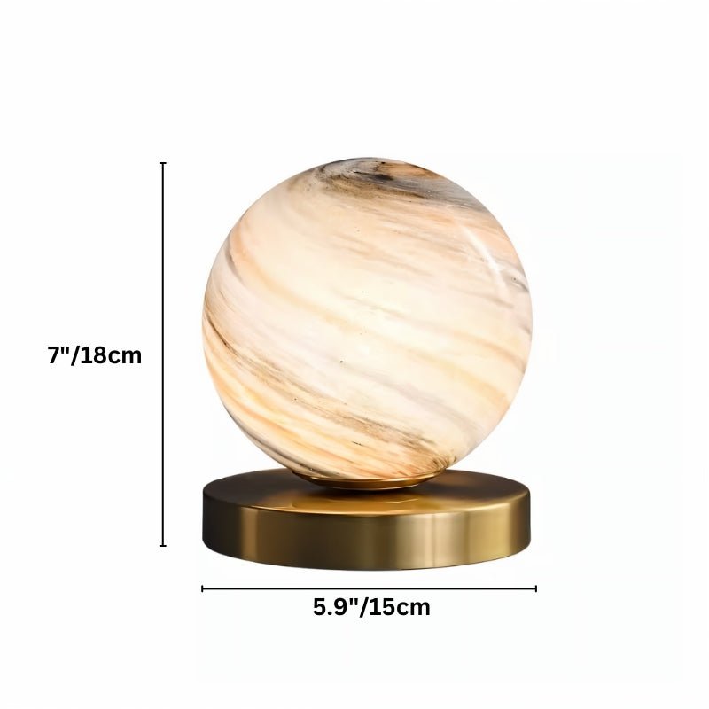 Modern Marble Effect Glass Table Lamp with Gold Metal Base